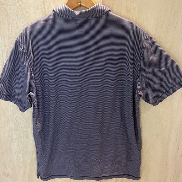 Linksoul Men's 100% Luxury Cotton Blue Striped Pocket Polo Shirt, Large - Picture 7 of 7